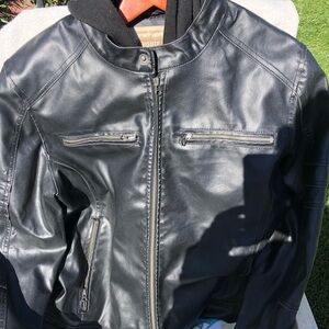 Route 66 leather jacket with hoodie, size L